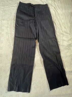 Women's Black Pinstripe Wide-Leg Trousers